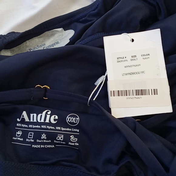 NEW Andie Wyndward Bathing Suit Size XXXLT Swimwear 3XLT Asymmetrical Navy Blue - Picture 5 of 5